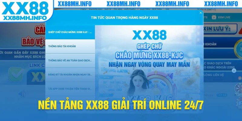 Nền tảng XX88 giải trí online 24/7